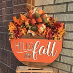 Door Sign Hello Fall Pumpkin Weather-Resistant Indoor & Outdoor