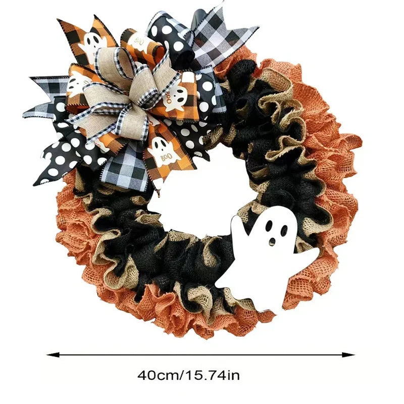 Door Wreath Burlap Ghost Accent Tool-Free Hanging