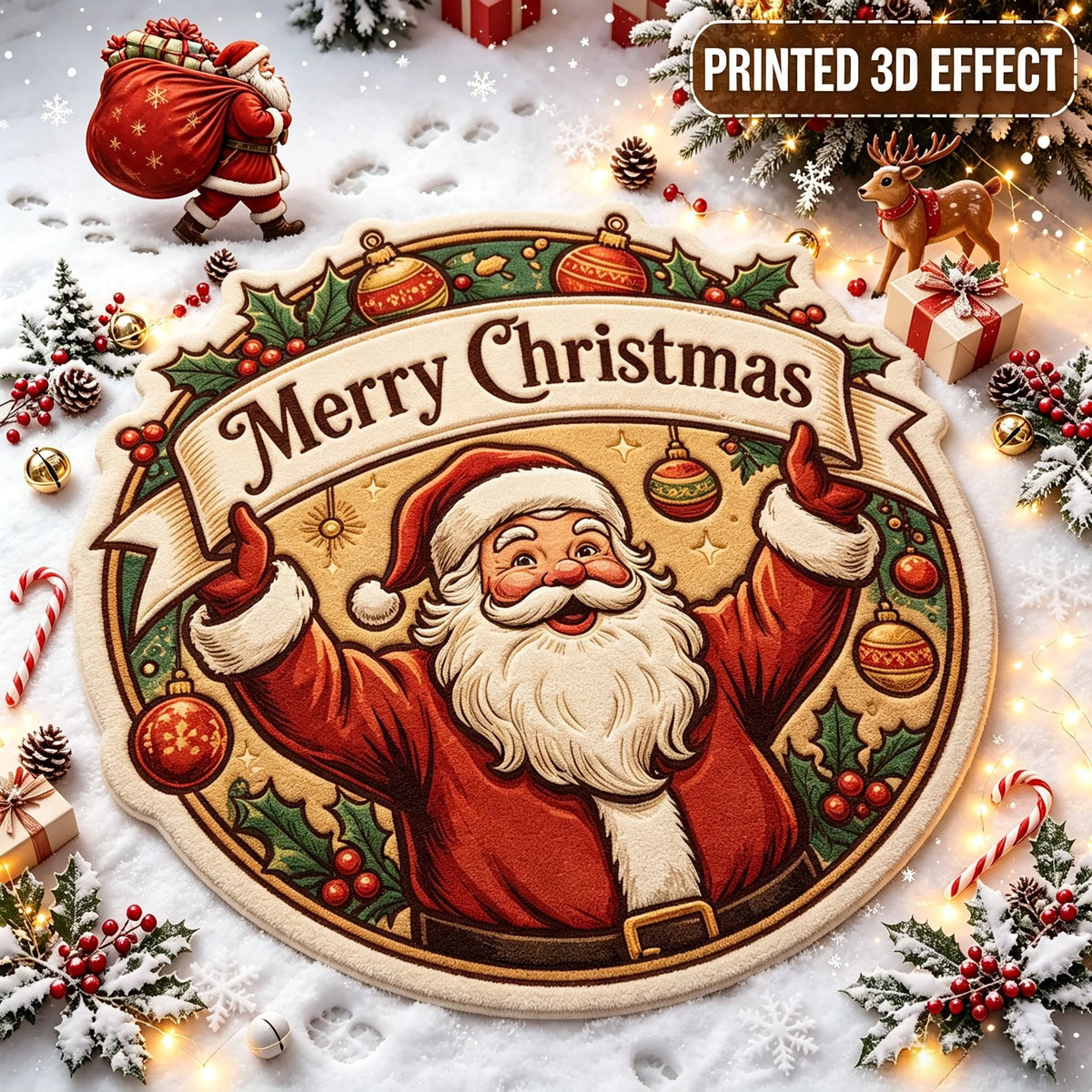 Doormat 3D Printed Santa Easy-Clean & Pet-Safe