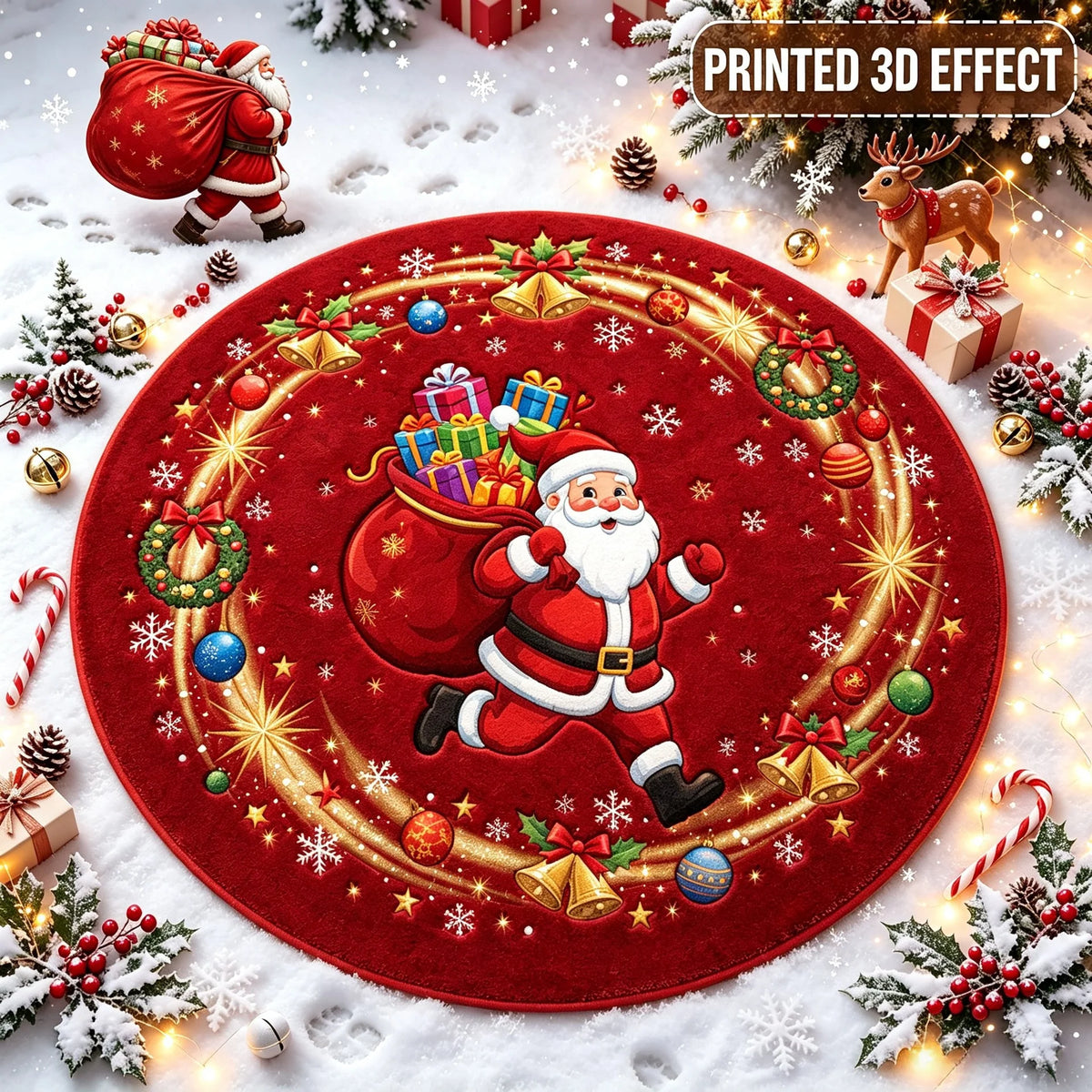 Doormat 3D Printed Santa Easy-Clean & Pet-Safe