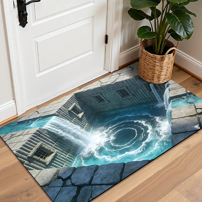 Doormat 3D Waterfall Illusion Non-Slip Backing