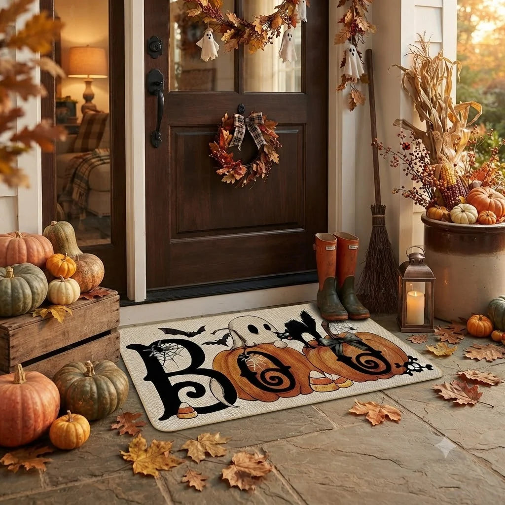Doormat Set Halloween Printed Washable Crystal Velvet