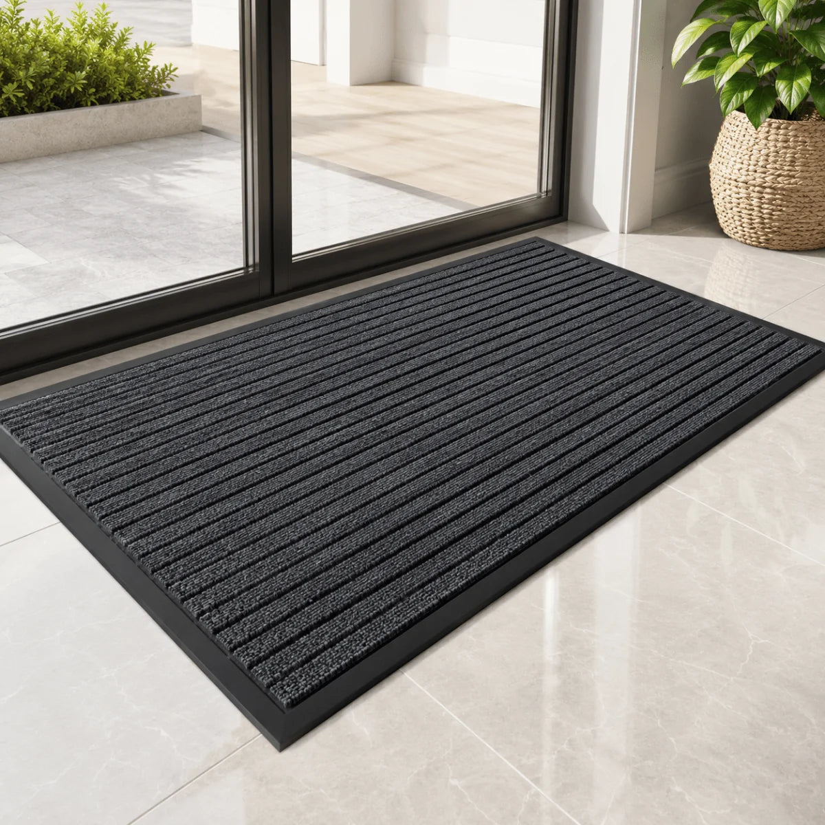 Doormat Striped Dirt-Trapping Non-Slip Waterproof