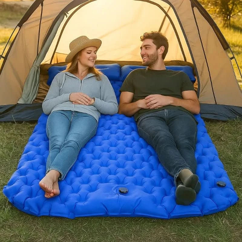 Double Camping Mat Self-Inflating Lightweight Waterproof Ripstop Nylon