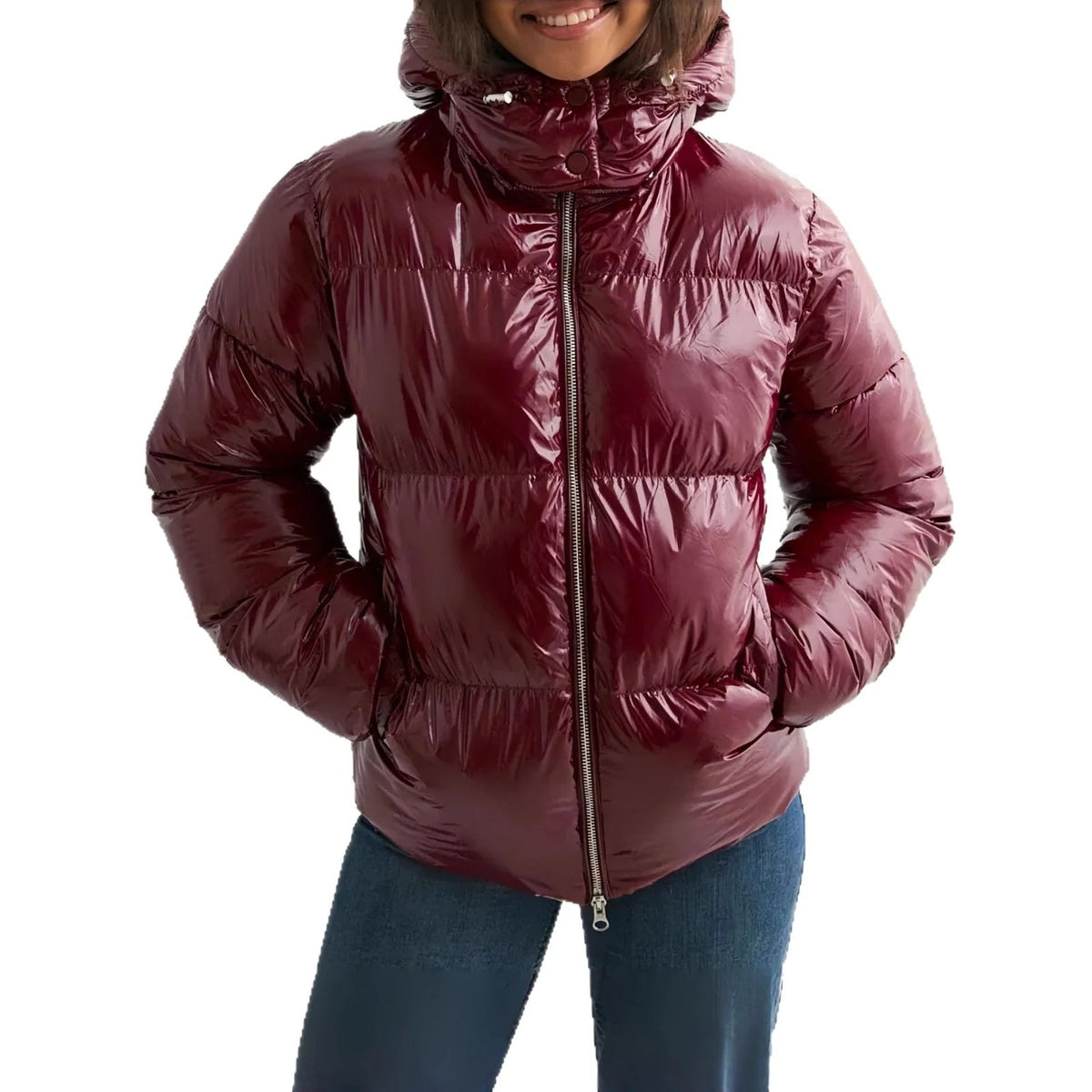 Down Jacket Shiny Finish Adjustable Hood】【：】【“】【