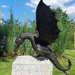 Dragon Statue Bronze-Look Resin Weather-Resistant