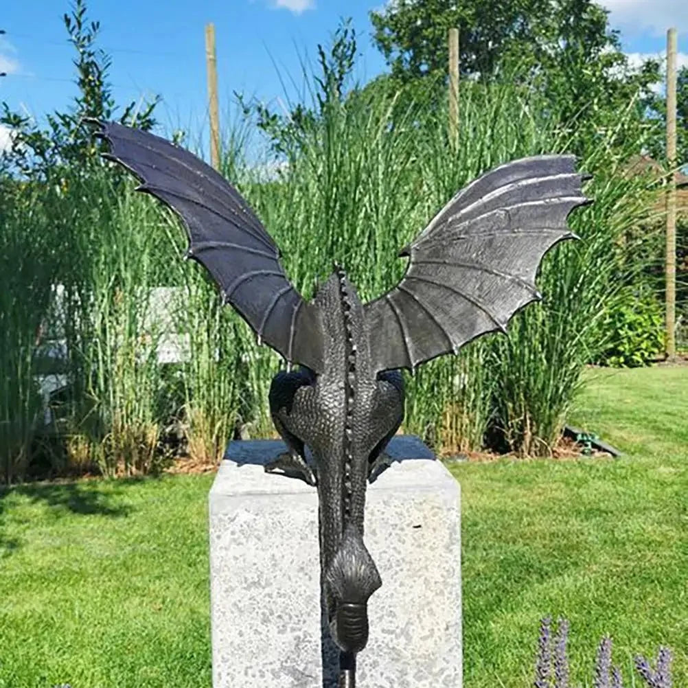 Dragon Statue Bronze-Look Resin Weather-Resistant