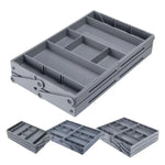 Drawer Organizer Adjustable Collapsible Multi-Tier ABS flipped? Wait title. Need no issue. "Drawer Organizer Adjustable Collapsible Multi-Tier ABS" fine.