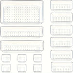 Drawer Organizer Set Clear Modular Stackable 18-Piece Set