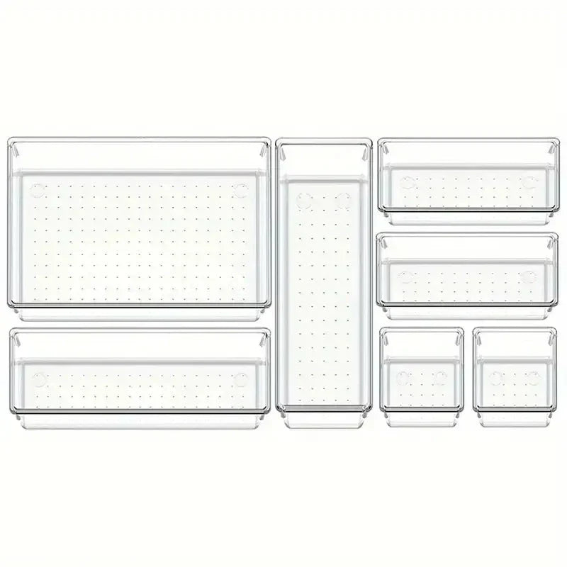 Drawer Organizer Set Clear Modular Stackable 18-Piece Set