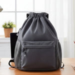 Drawstring Backpack Separate Shoe Compartment Multiple Pockets Lightweight Design