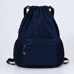 Drawstring Backpack Separate Shoe Compartment Multiple Pockets Lightweight Design