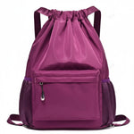Drawstring Backpack Separate Shoe Compartment Multiple Pockets Lightweight Design