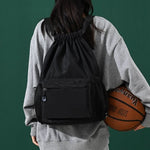 Drawstring Backpack Separate Shoe Compartment Multiple Pockets Lightweight Design