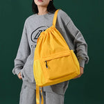Drawstring Backpack Separate Shoe Compartment Multiple Pockets Lightweight Design