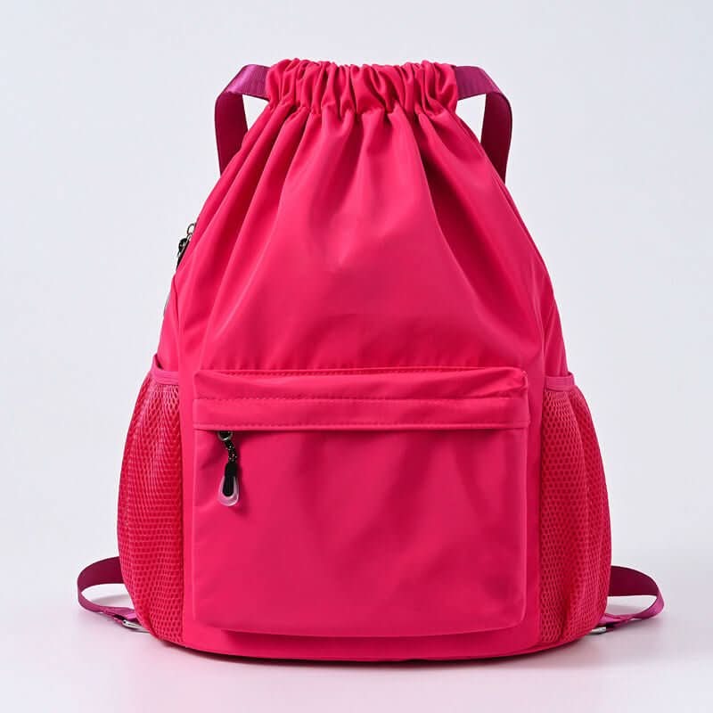 Drawstring Backpack Separate Shoe Compartment Multiple Pockets Lightweight Design