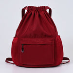 Drawstring Backpack Separate Shoe Compartment Multiple Pockets Lightweight Design