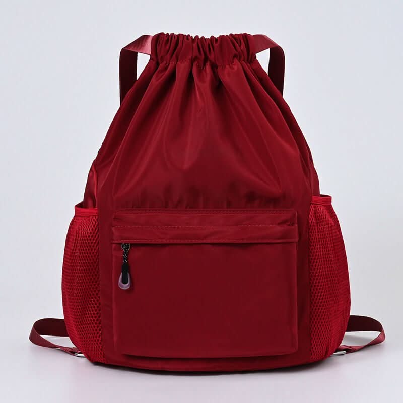 Drawstring Backpack Separate Shoe Compartment Multiple Pockets Lightweight Design