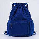 Drawstring Backpack Separate Shoe Compartment Multiple Pockets Lightweight Design