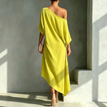 Dress One-Shoulder High-Low Hem Machine-Washable