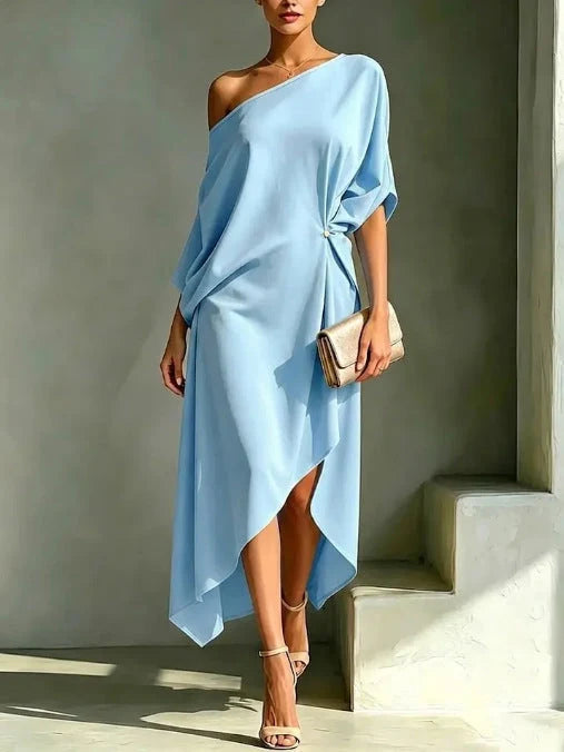 Dress One-Shoulder High-Low Hem Machine-Washable