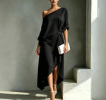 Dress One-Shoulder High-Low Hem Machine-Washable