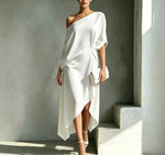 Dress One-Shoulder High-Low Hem Machine-Washable