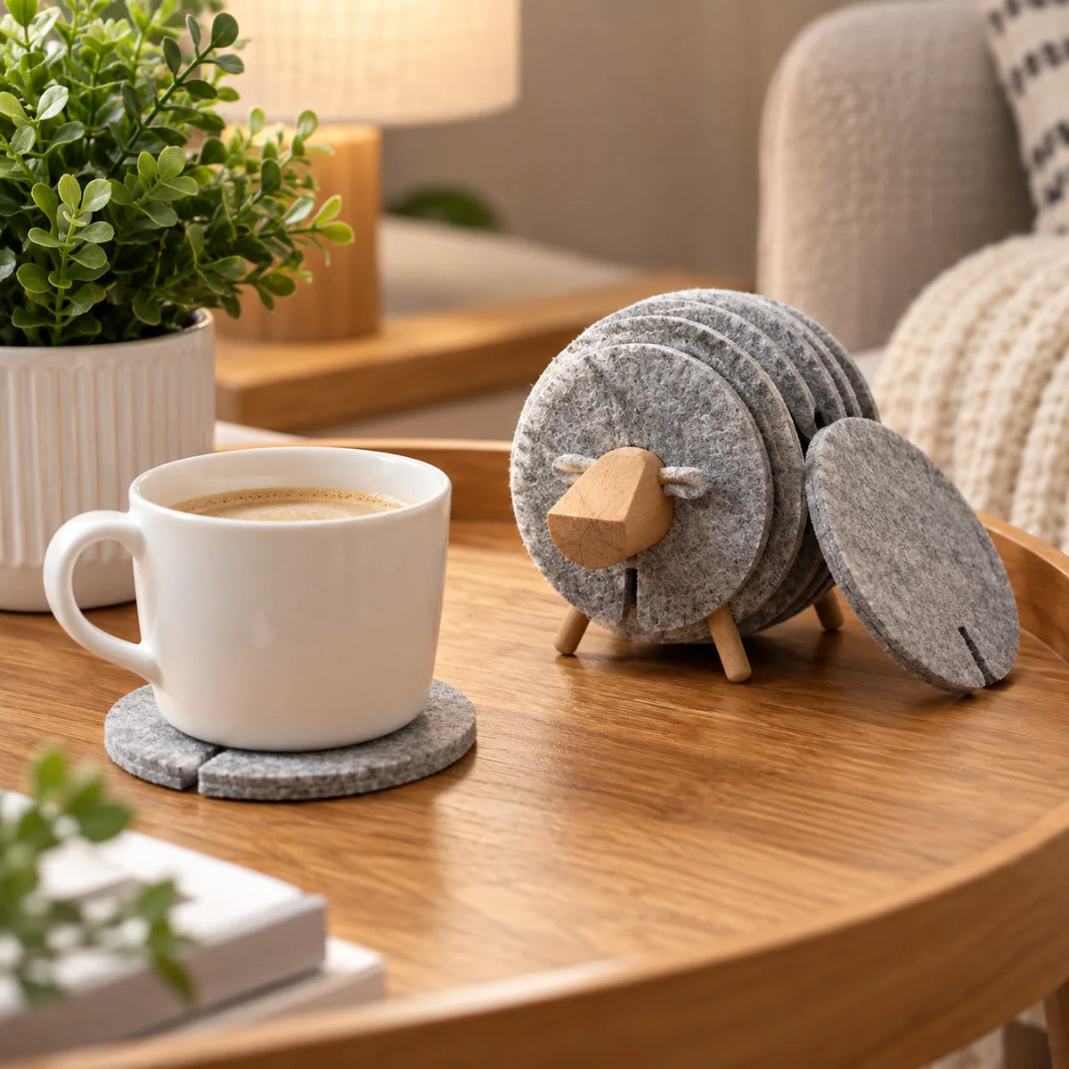 Drink Coasters Sheep Shape Anti-Slip