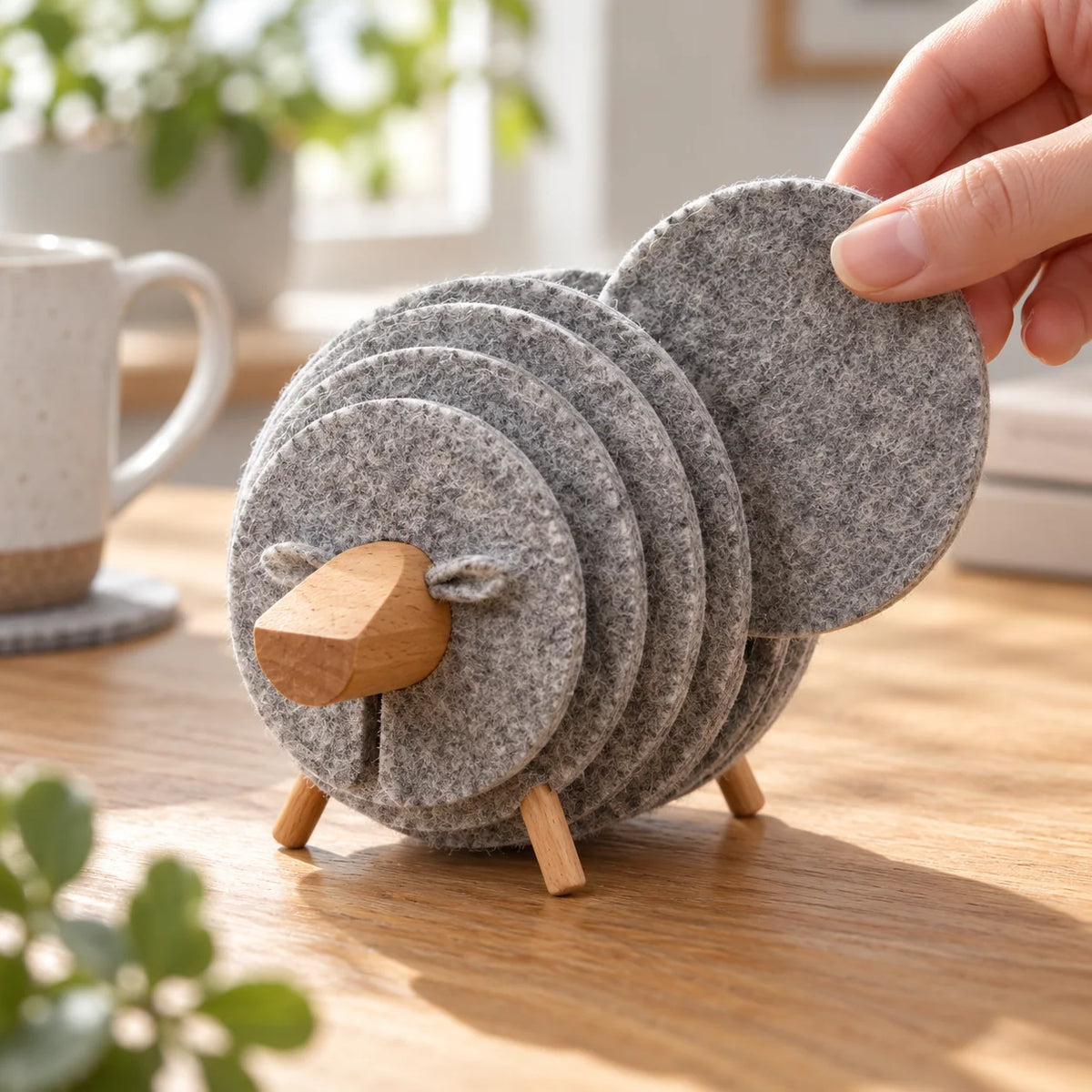 Drink Coasters Sheep Shape Anti-Slip