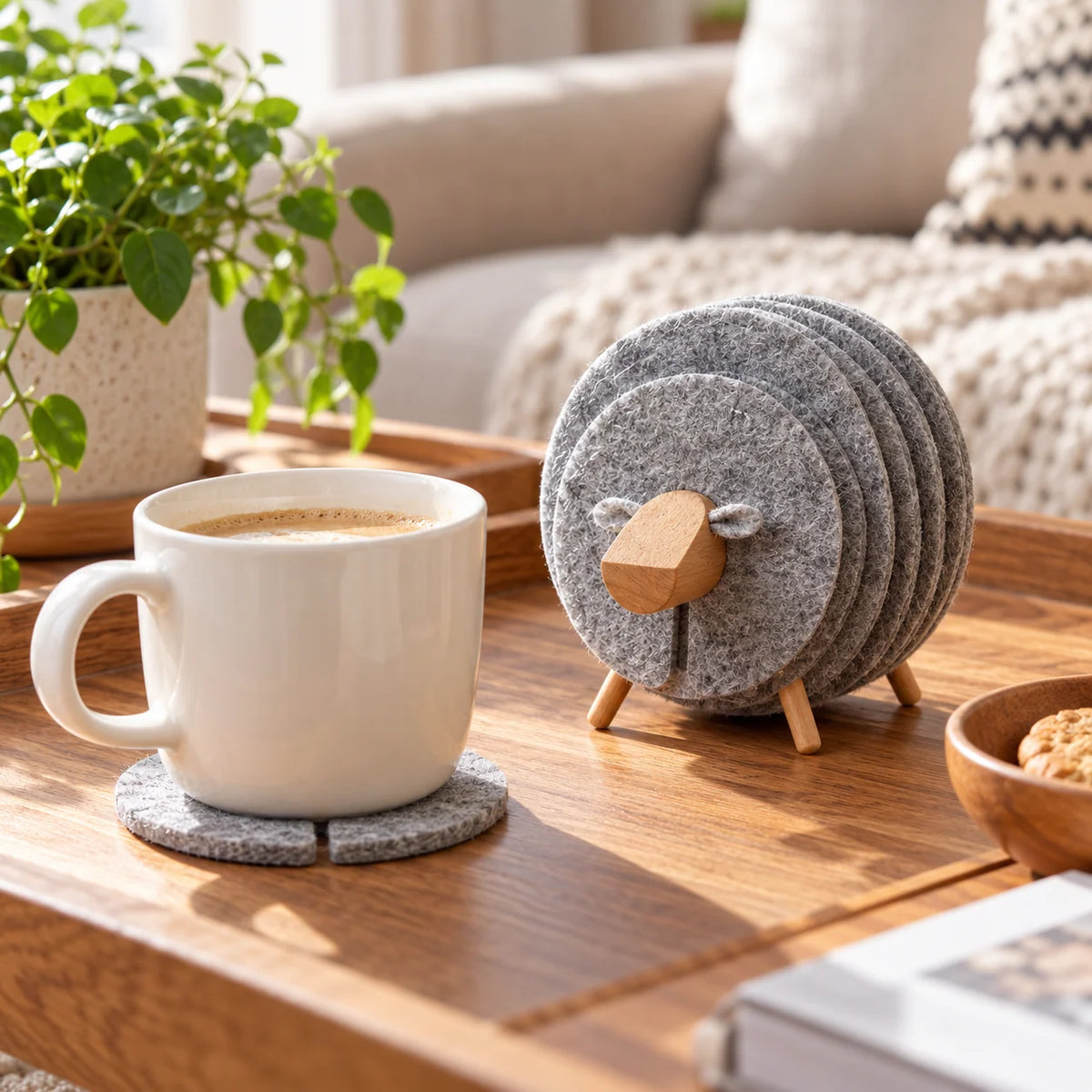Drink Coasters Sheep Shape Anti-Slip