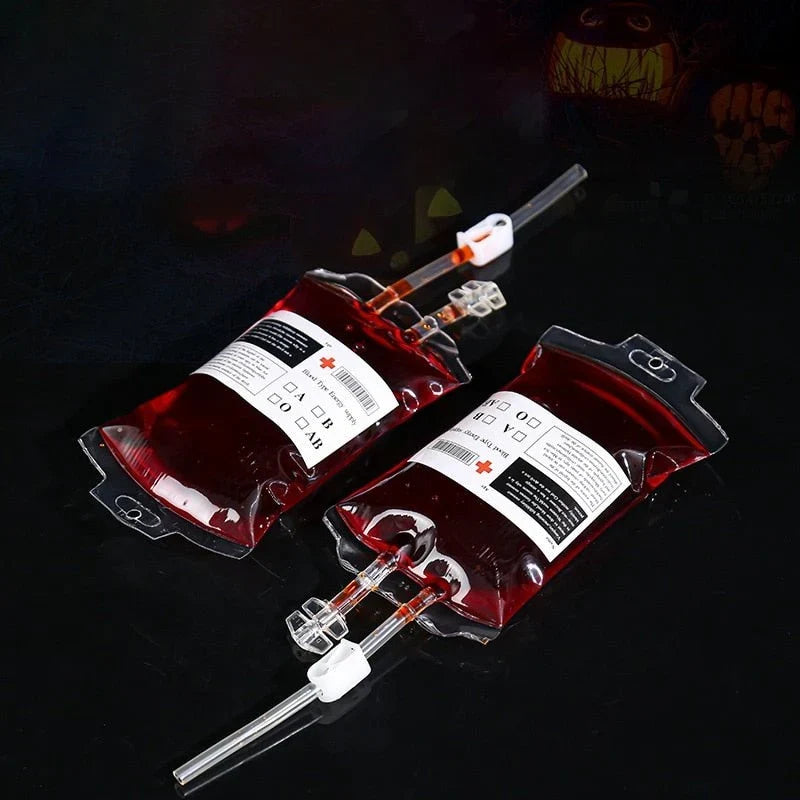 Drink Pouch Set Halloween Blood Bag Design Reusable 3 Pack