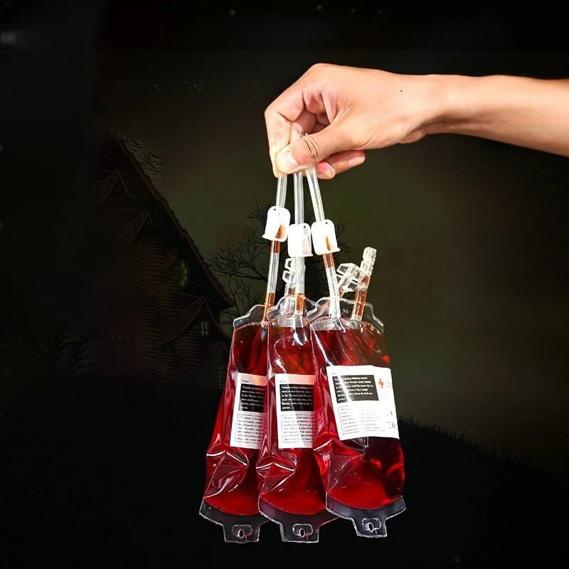 Drink Pouch Set Halloween Blood Bag Design Reusable 3 Pack