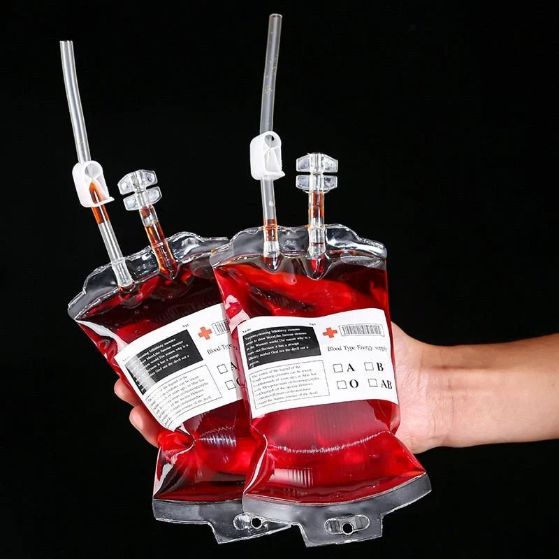 Drink Pouch Set Halloween Blood Bag Design Reusable 3 Pack