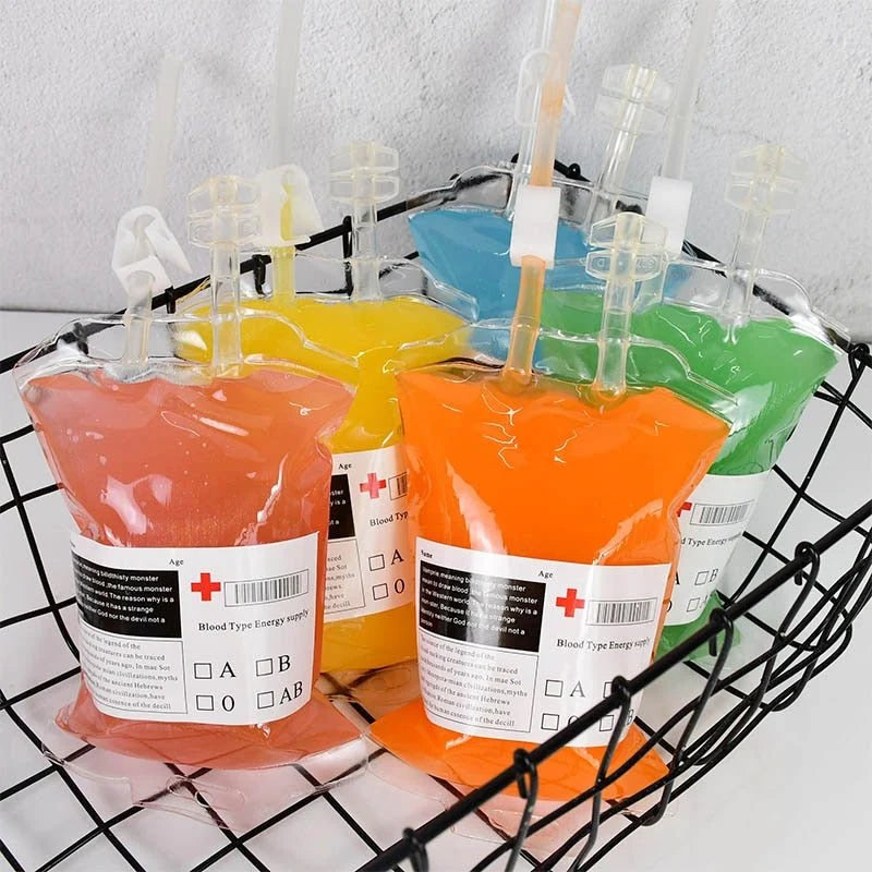 Drink Pouch Set Halloween Blood Bag Design Reusable 3 Pack