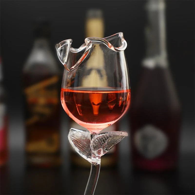 Drinking Glass 3D Rose Design 3.4 fl oz
