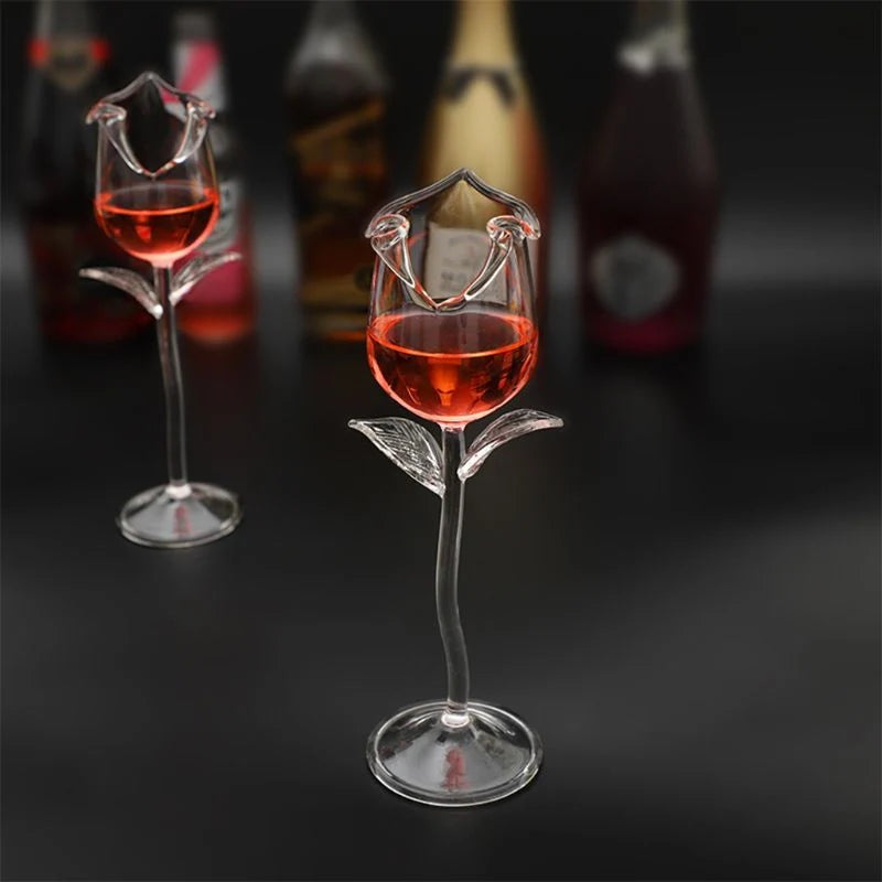 Drinking Glass 3D Rose Design 3.4 fl oz