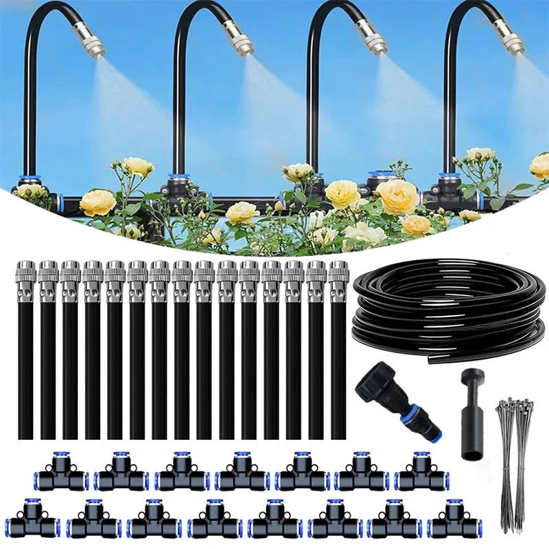 Drip Irrigation Kit 360° Rotating Nozzles & Cut-to-Length Tubing
