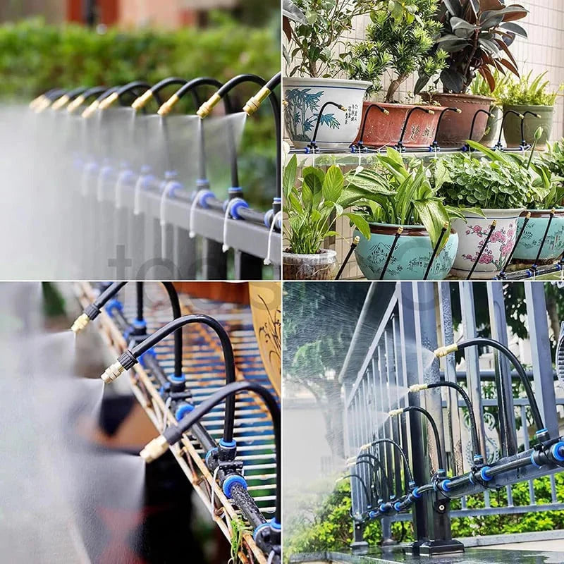 Drip Irrigation Kit Adjustable Nozzles Cuttable Tubing Tool-Free Connectors