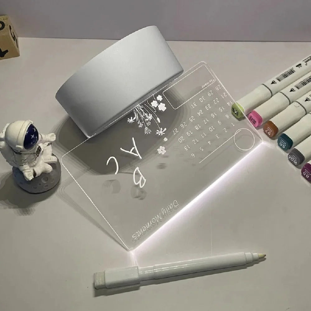 Dry-Erase Sign Acrylic Warm LED USB-Powered With Pen