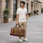 Duffel Bag Canvas with Leather Details Spacious Design
