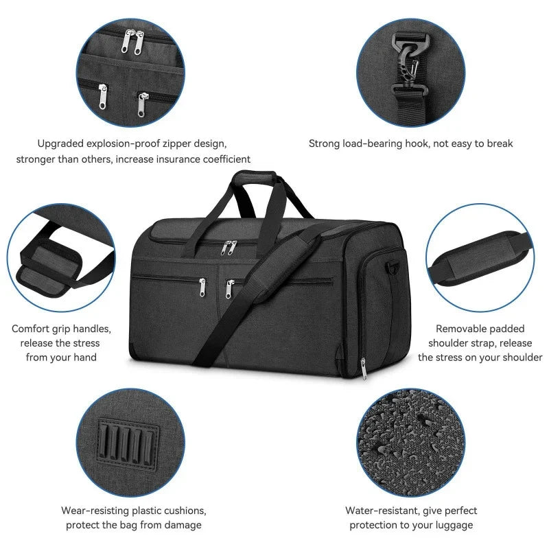 Duffel Bag Large Capacity Multiple Zippered Pockets