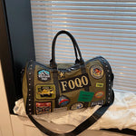 Duffel Bag Patchwork Spacious Detachable Shoulder Strap