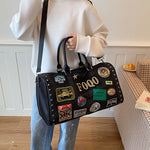 Duffel Bag Patchwork Spacious Detachable Shoulder Strap
