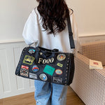 Duffel Bag Patchwork Spacious Detachable Shoulder Strap