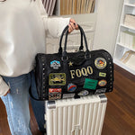 Duffel Bag Patchwork Spacious Detachable Shoulder Strap