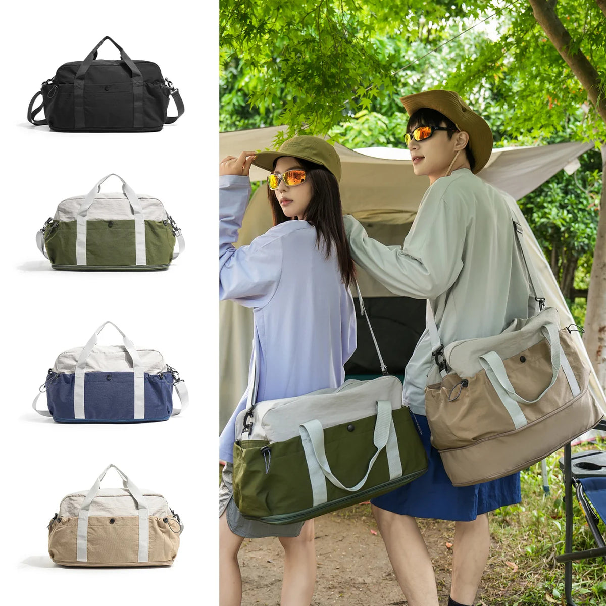 Duffel Bag Tear-Resistant Fabric Detachable Strap & Quick-Access Pockets