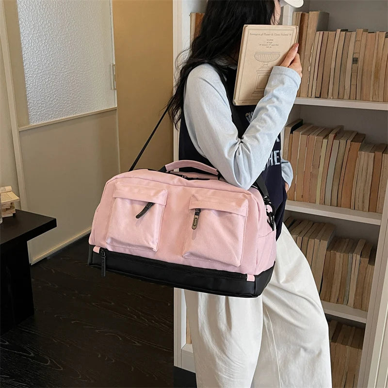 Duffel Bag Water-Resistant Exterior Pockets & Adjustable Padded Strap