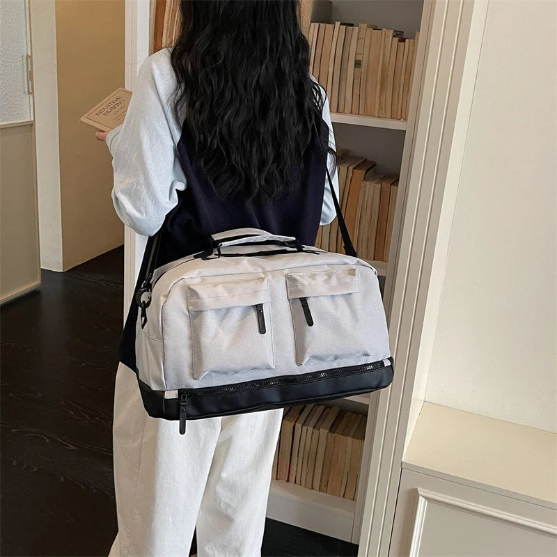 Duffel Bag Water-Resistant Exterior Pockets & Adjustable Padded Strap