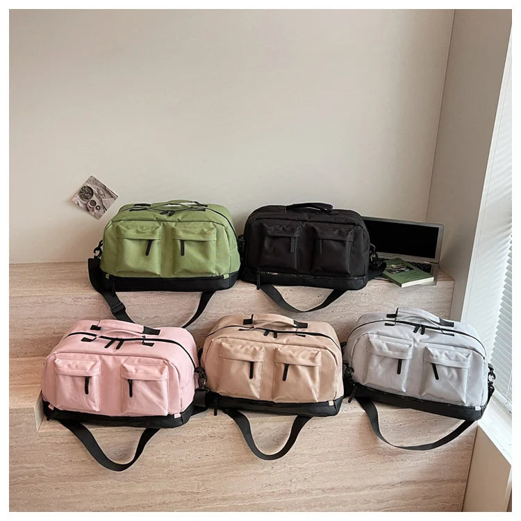 Duffel Bag Water-Resistant Exterior Pockets & Adjustable Padded Strap