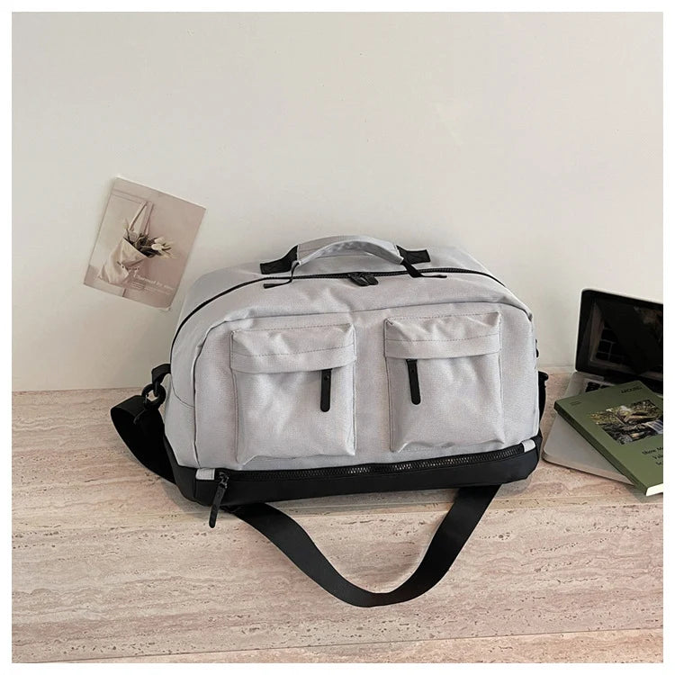 Duffel Bag Water-Resistant Exterior Pockets & Adjustable Padded Strap